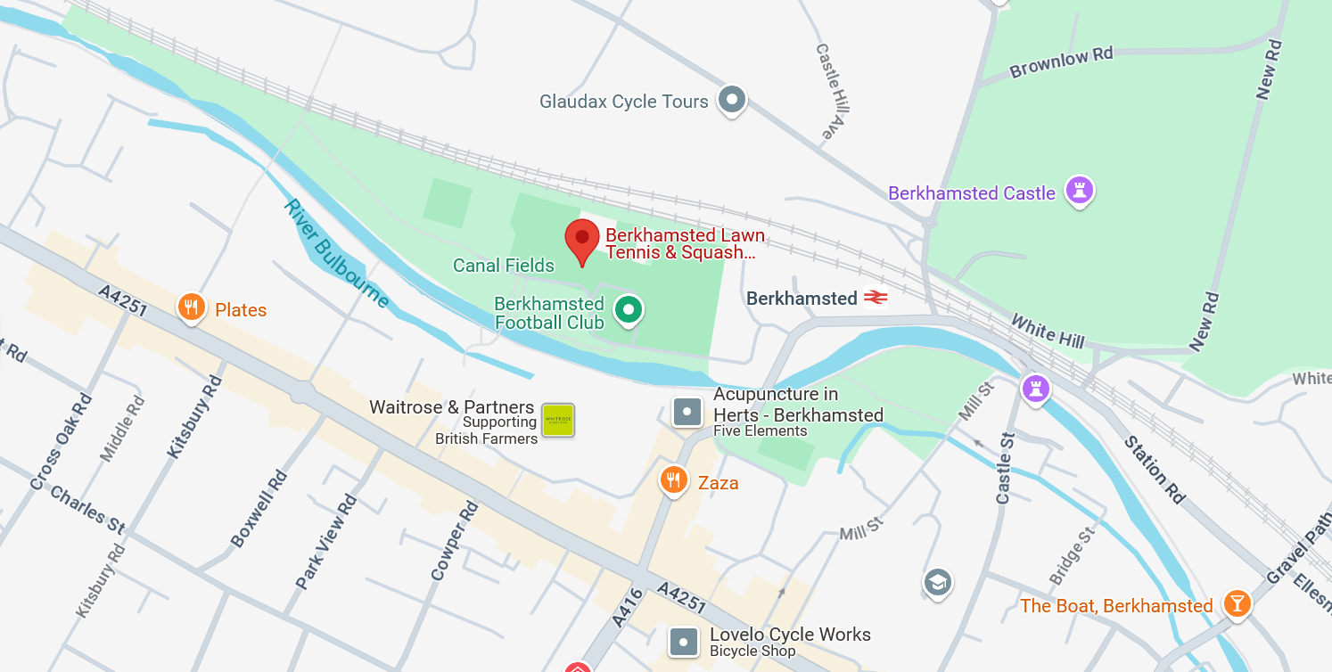 A map of Berkhamsted with the BLTSRC pinned